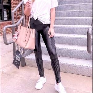 7 For All Mankind Faux Leather Moto Black leggings